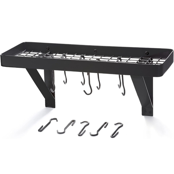 Old Dutch International Wall Mount "Bookshelf" Pot Rack w/Grid And 8 Hooks - Picture 1 of 6